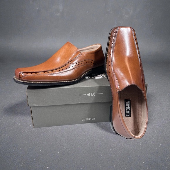 Stacy Adams Other - Stacy Adams Danton Brown Leather Slip On Shoes. Size 8W. NWT.